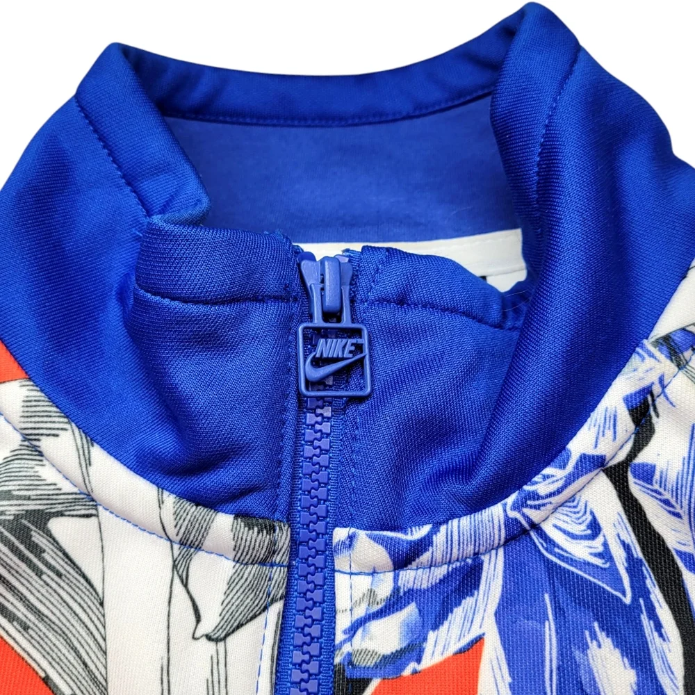 Nike Women's XS Track Jacket Hyper Fem Short Orange Blue Floral Zip Up Collared